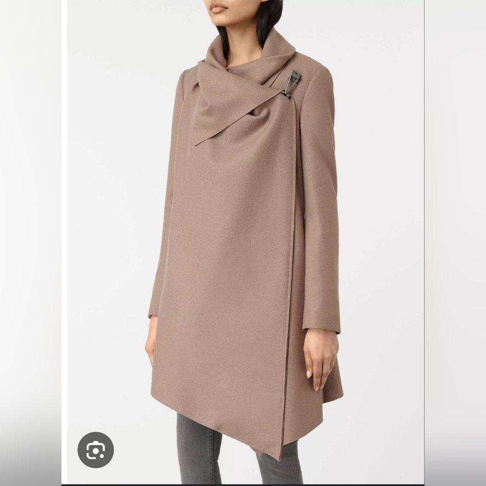 All Saints Beige Asymmetric Cape Coat
